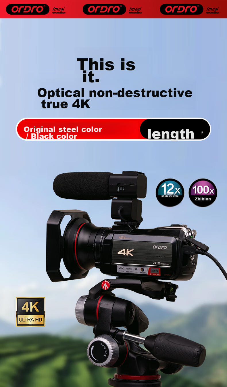ORDRO AC5Plus 5K Camera, 4K Digital Camera, DV Professional All-In Recorder, 12x Optical Zoom, 1200x Dynamic Zoom, for Home Use And Live Streaming, Suitable for Travel 6
