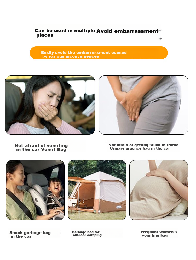 SHUANG YU Disposable Puking Bags, 10 Pieces, Emergency Travel Motion Sickness Bags, Car Puking Bags, Pregnancy Nausea Bags, Vomiting Packs 6