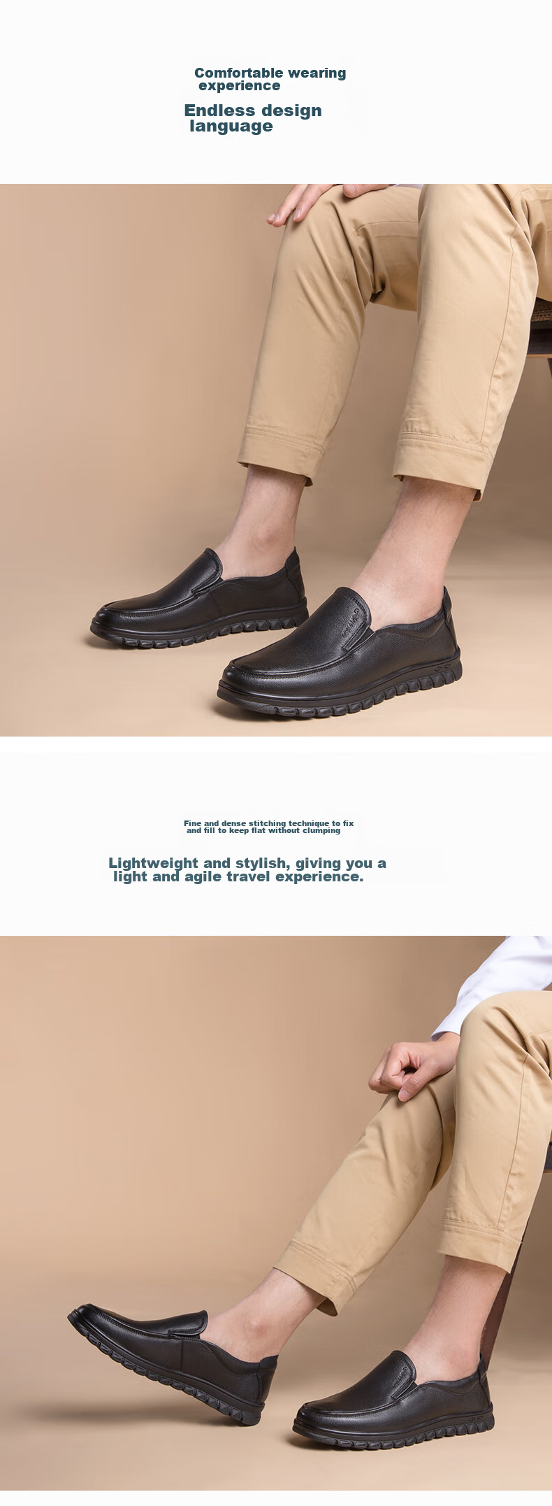 Aokang Leather Shoes for Men, Business Casual Slip-On Comfortable Daily Simple Driving Casual Leather Shoes, Black, Size 42 1