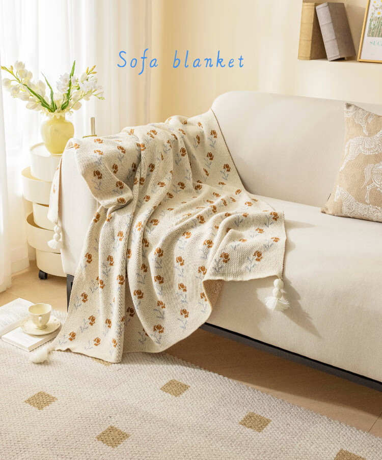 Fanyejia Floral And Bird Pattern Knitted Blanket, Luxury Throw, Sofa Cover, Living Room Leisure Nap Blanket, Bed End Rug, Office Air Conditioning Blanket 1