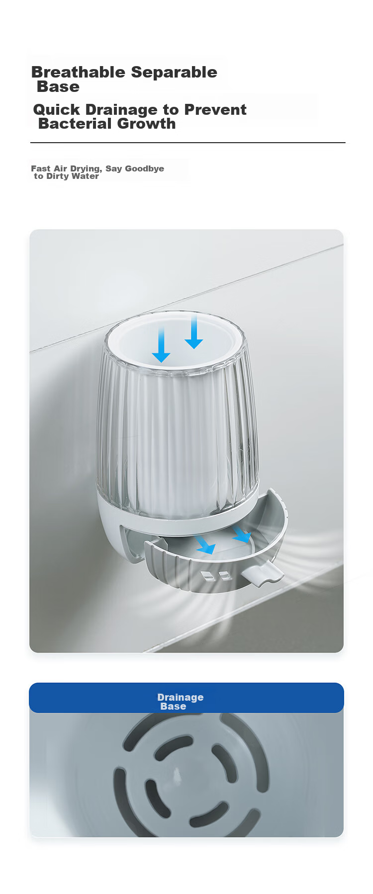 LYNN Wall-Mounted Toilet Brush Set, Drainable, Bathroom Cleaning Brush, No Dead Angle Cleaning, 1 Set 6
