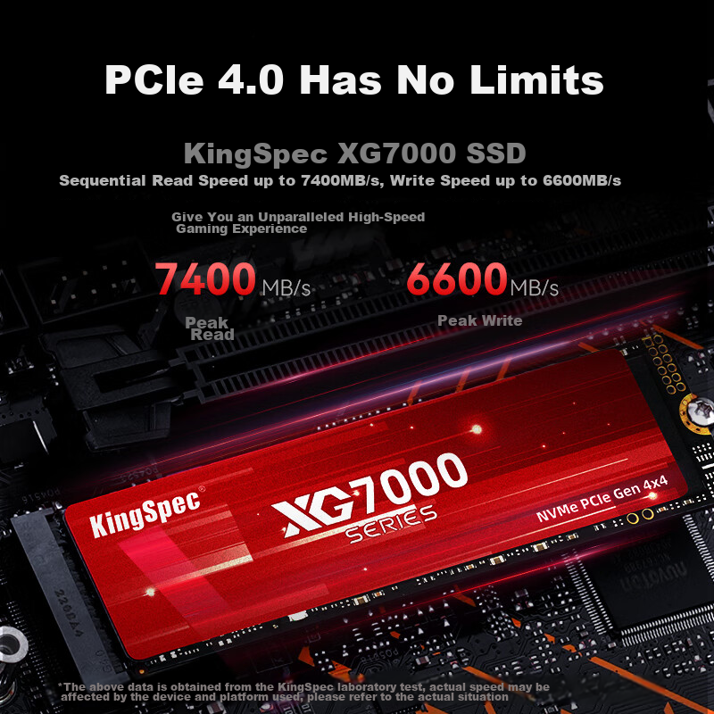 KingSpec 2TB SSD Solid State Drive M.2 Interface PCIe4.0 Read Speed 7400MB/s NVMe TLC Particles Desktop Laptop Universal Compatible Black Myth: Wukong