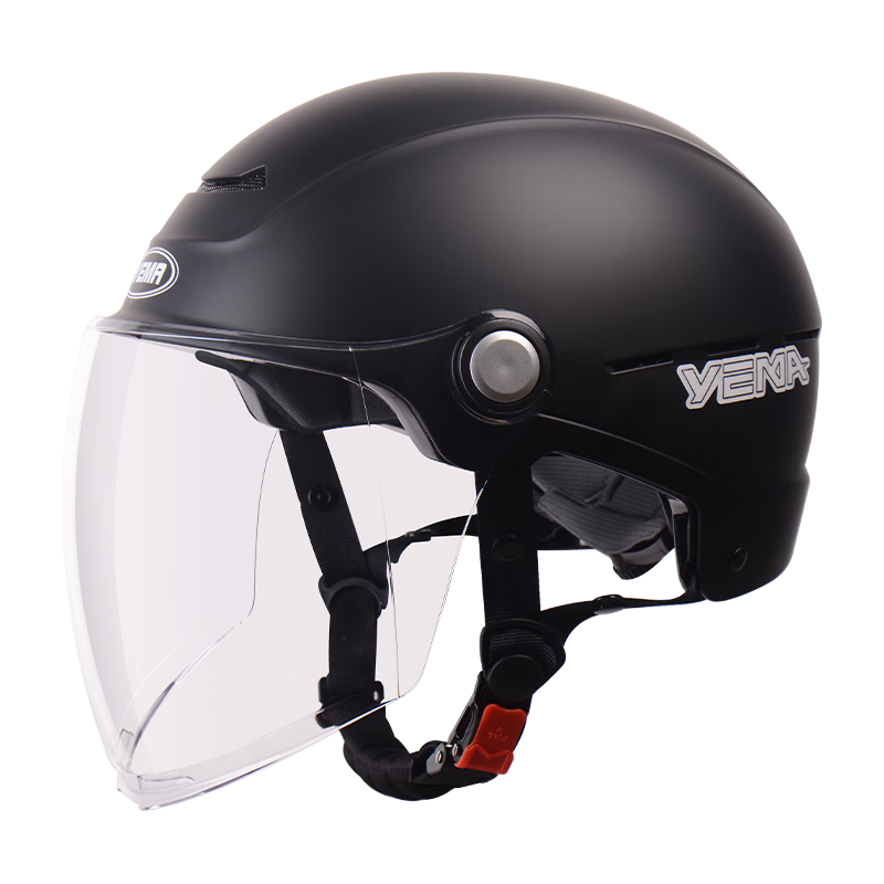 YEMA 3C Certified New National Standard Class A 365S Electric Scooter Helmet for Men And Women, Large Size for Big Head Circumference, Summer Motorcycle Safety Helmet, Pia Black with Transparent Long Visor
