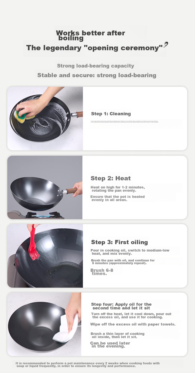 ZWILLING Iron Wok Stir-Fry Pan Flat Bottom Non-Coated Chinese-Style Compatible with Induction And Gas Stoves Dragon Iron Wok Dragon32cm 18
