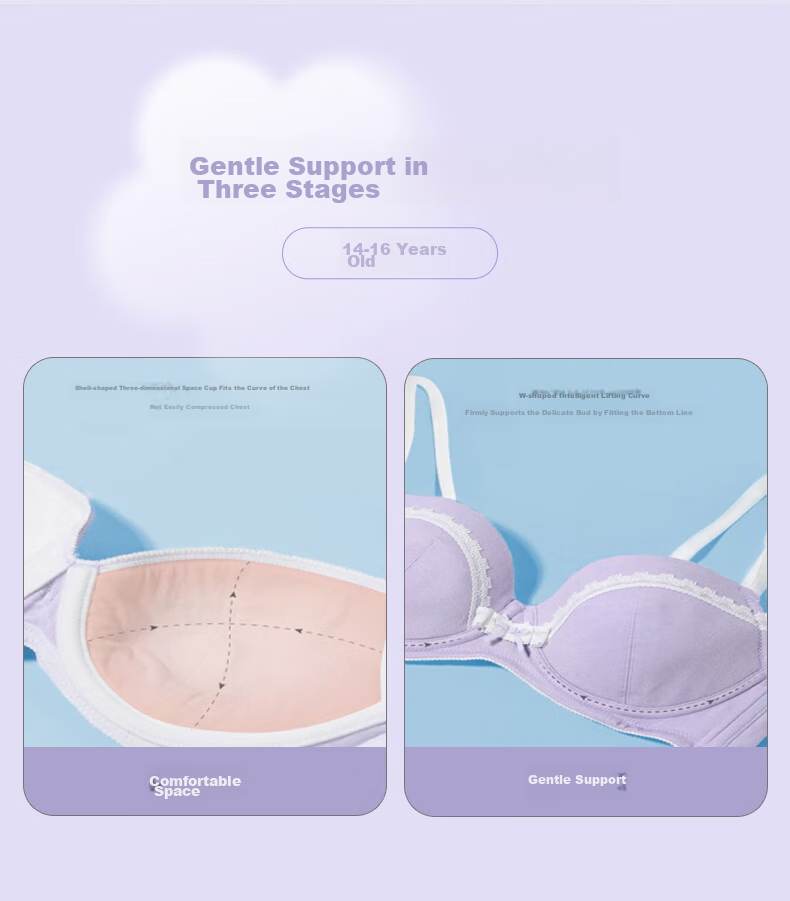 Aimer Junior First Stage Student Milk Skin Vest, Girls' Puberty Vest-Style Underwear Bra, First Stage Off-White, Size 170 7