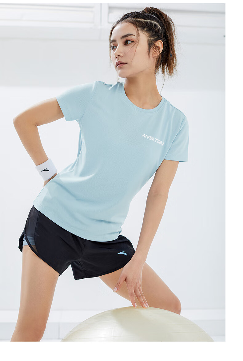 Anta Quick-Dry Sports Set | Women's Summer New Breathable Short Sleeve and Shorts Badminton Two-Piece Set with Anti-Exposure Design 11