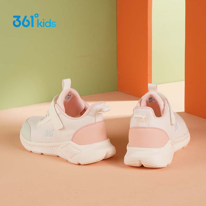 361° Children's Sports Shoes for Boys And Girls (Ages 3-12), Impact-Resistant Toe, Mesh Casual Running Shoes, White, Size 28