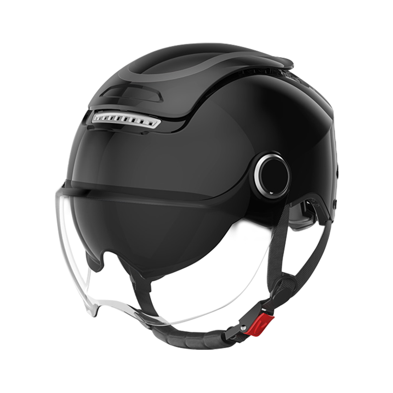 TWOBEE 3C Certified Electric Vehicle Helmet, Motorcycle All-Season Half Helmet, Sun Protection Anti-Fog Dual Visor, Zero-Gravity Sky Window, Unisex for Electric Scooters, TK47 Zero-Gravity Helmet, Glossy Black