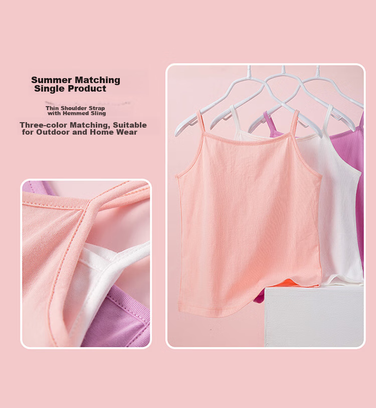 Dingguagua Girls' Camisole, Pure Cotton Baby Children's Underwear, Inner Wear Undershirt, All Cotton, 6419, 120 3