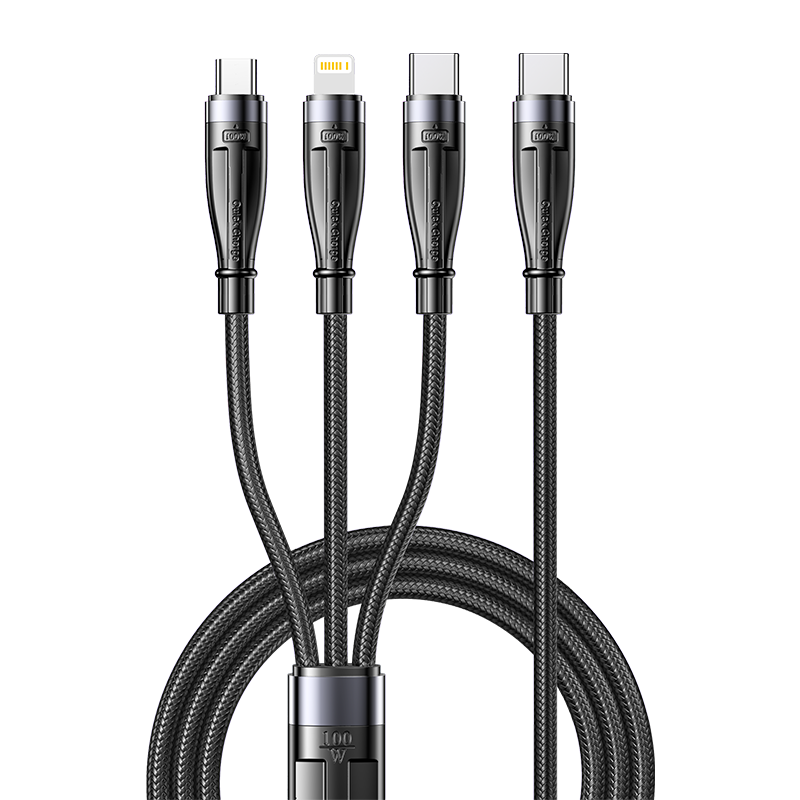 BIAZE Three-In Charging Cable, Type-C Data Cable, PD100W Fast Charging Cord, Compatible with Apple IPhone 18/16/15, Huawei, Xiaomi, IPad, Smartphones And Laptops