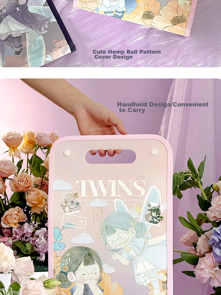 Sannianerban Mashiou MQ Dabao Shuangsheng Menghui 13 Wind Chime Bag File Folder Student Subject Classification Exam Paper Storage Organizer Handheld Tote Tutoring Bag Wishing 5