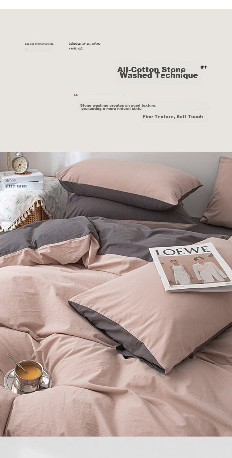 Wuyinliangpin Class A 100% Pure Cotton Duvet Cover, All-Cotton Solid Color Student Dormitory Single Bed Quilt Cover 150*200cm 9