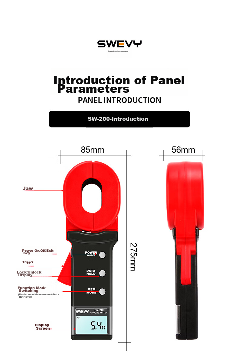 Suwei Lightning Protection Grounding Resistance Tester, Earth Resistance Meter, Digital Electronic Megohmmeter, Resistance Detector SW5601A 17