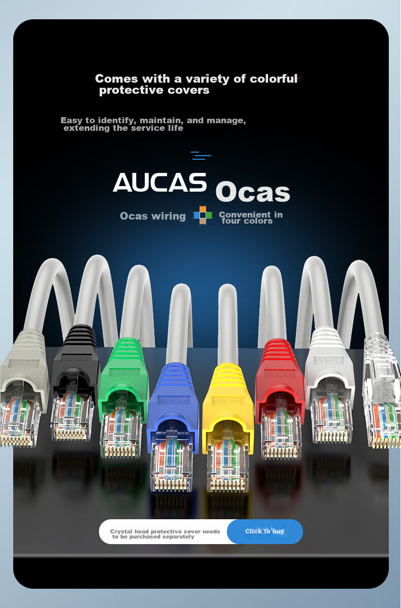 AUCAS Cat5e Crystal Head RJ45 Engineering-Specific Connector, Pure Copper Gold-Plated, 8-Pin 8P8C Computer Connector, 100 Pieces/jar, ACRJ56UP 13
