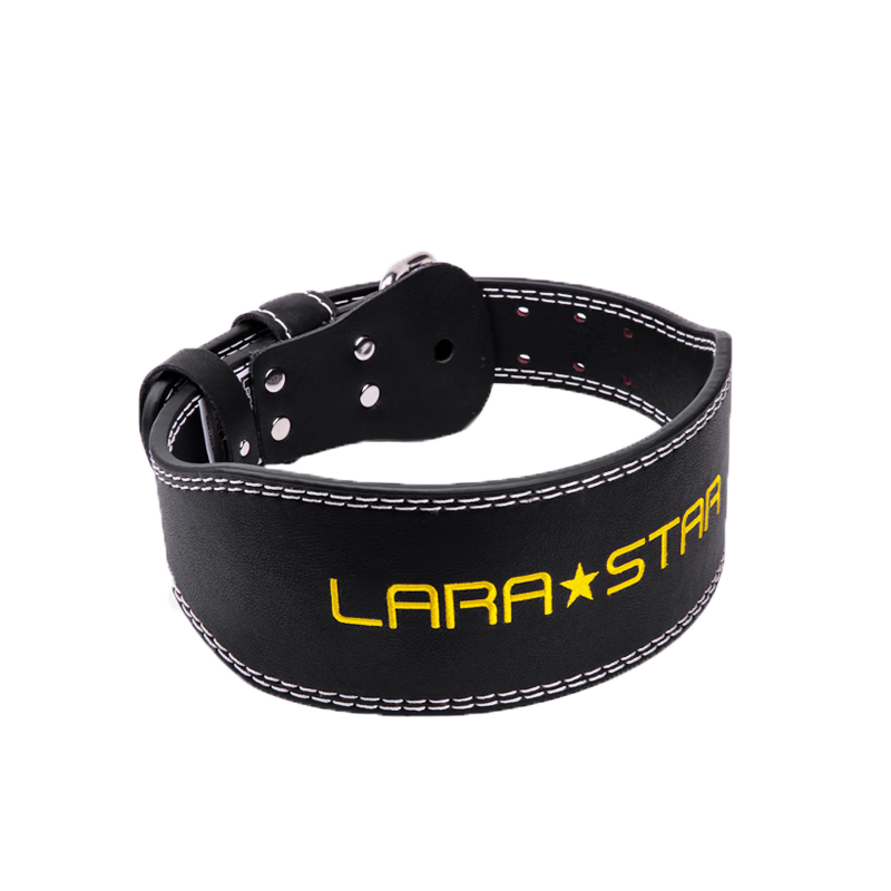 LARASTAR Squat Belt, Cowhide Fitness Waistband for Men, Professional Equipment Training Support, Deadlift Back Support Belt, Black Wide Version M