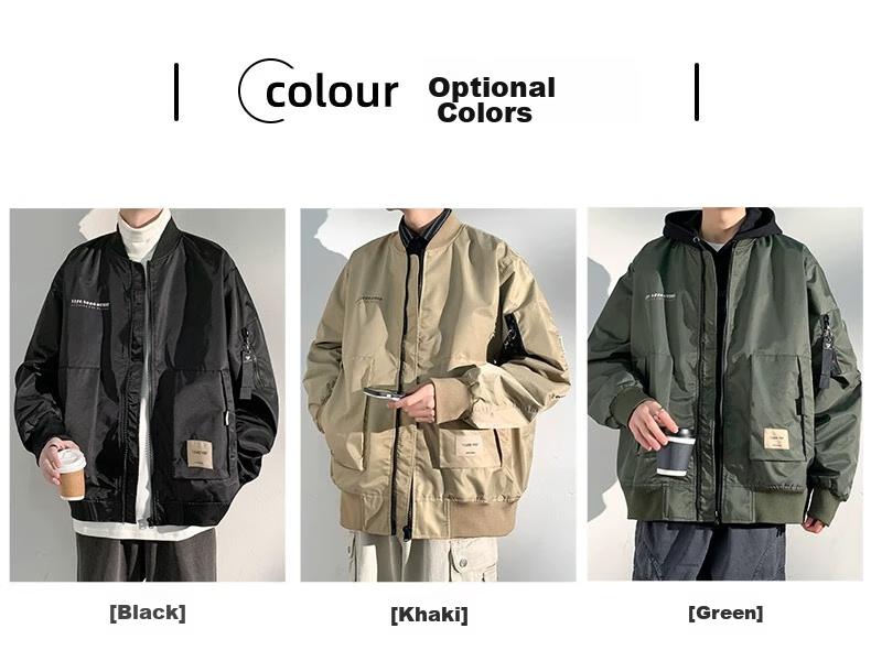 Dingfengbaoluo Outdoor Hiking Windbreaker Jacket for Men, Spring Loose Fit Windproof Casual Coat MYY740 Black Size M 16