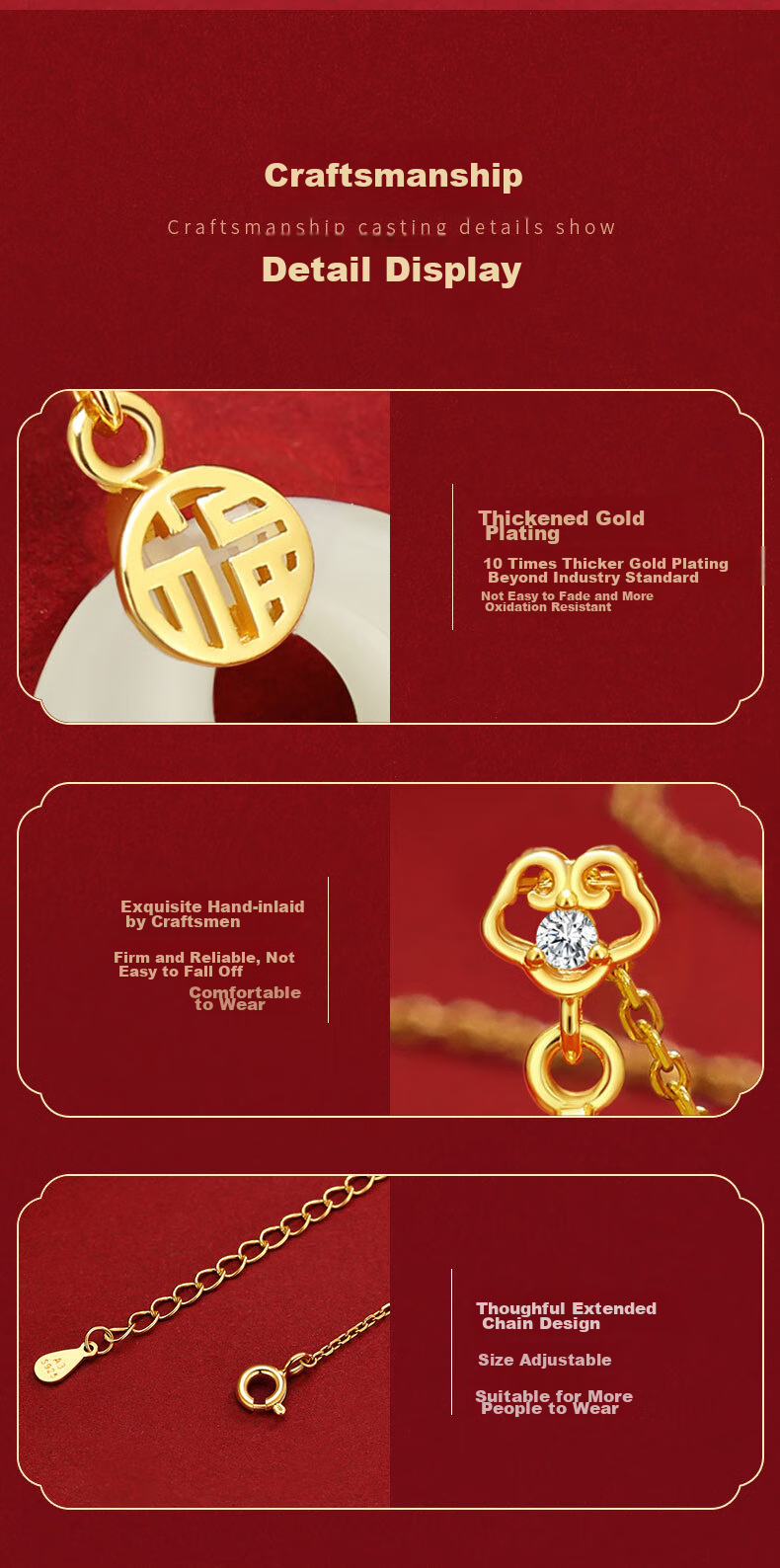 Zhenshangyin China Gold Peace Buckle Silver Necklace for Women, Hetian Jade 2026 New Mid-Autumn Festival Birthday Gift for Girlfriend with Zirco 6