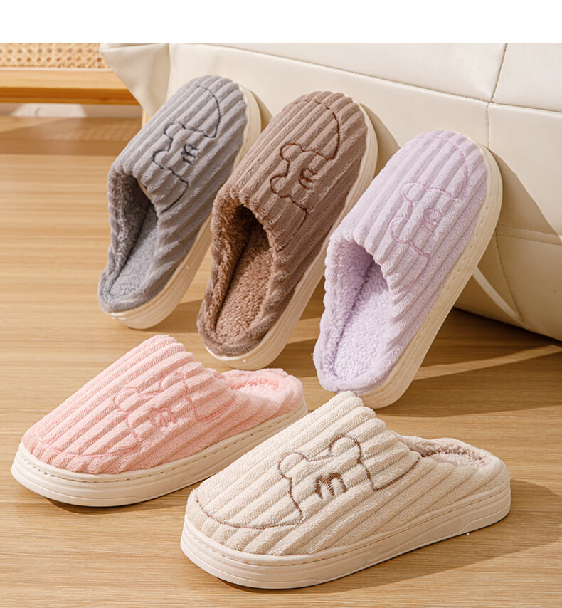 She Enjoy Women's Winter Indoor Warm Fleece Lined Couple Cotton Slippers Men 2
