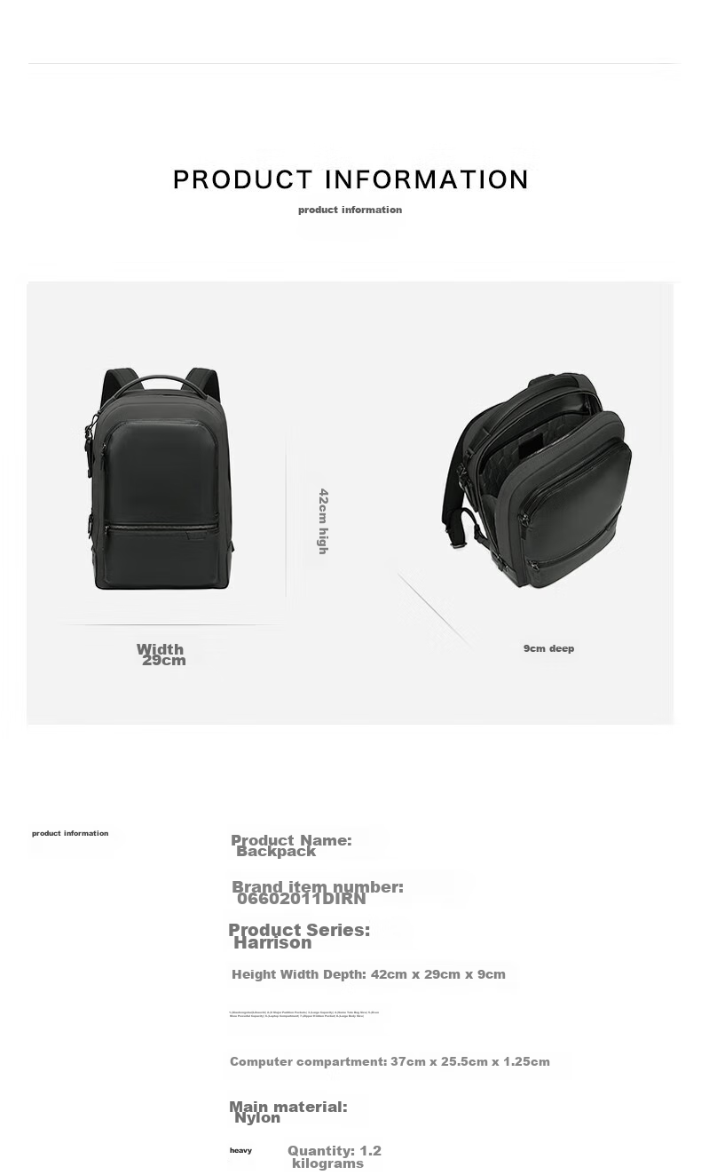 TUMI HARRISON Series Men's Business Travel High-End Fashion Backpack 06602011GT Graphite 2