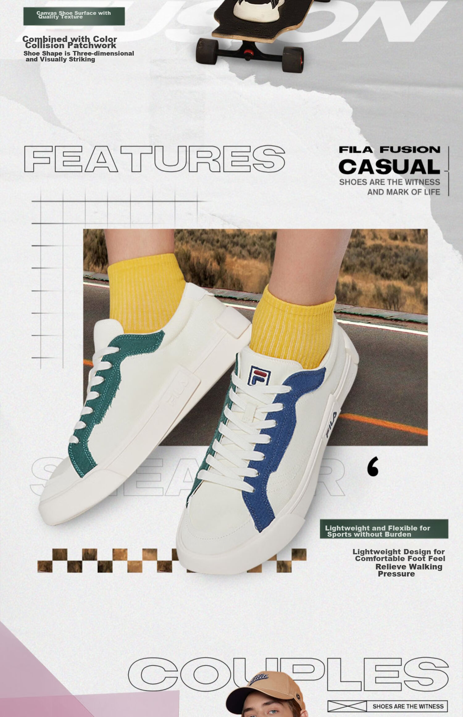 FILA FUSION POP Canvas Women's Sneakers Sports Casual Shoes 4