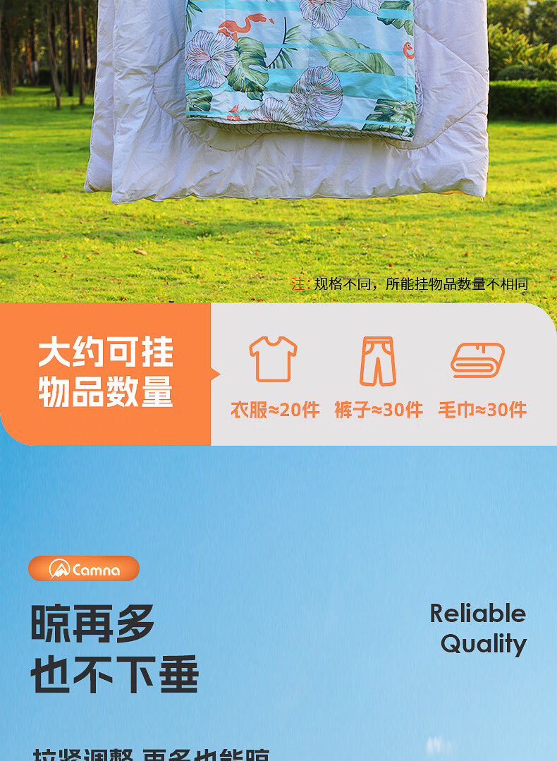 Kanle Outdoor Thickened Clothesline, Outdoor Quilt Drying Tool, Non-Slip Windproof Travel Car Roof Hanging Clothes Climbing Rope 1