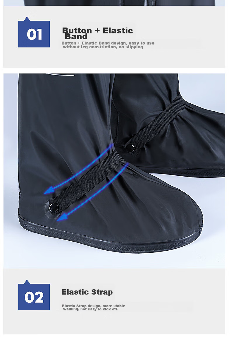 JAJALIN Waterproof Shoe Covers, Tall Rain Boots, Thick Wear-Resistant Sandproof Cycling Non-Slip Rain Boots for Men And Women, Black Size M 9