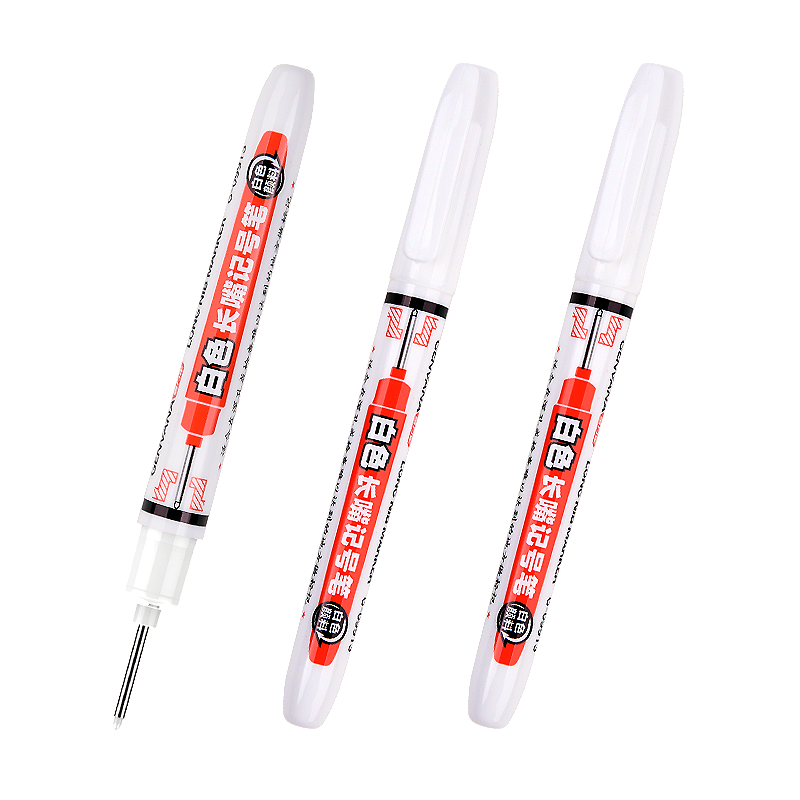 Genvana Long-Tip Water-Based Erasable Marker, Smooth Surface, Wipeable with Wet Cloth, No Trace, Line Drawing, Woodworking, Tile, Dark Board Material, Line Pen, Long Nozzle, Outlining Pen, White, 10 Pieces G-09913