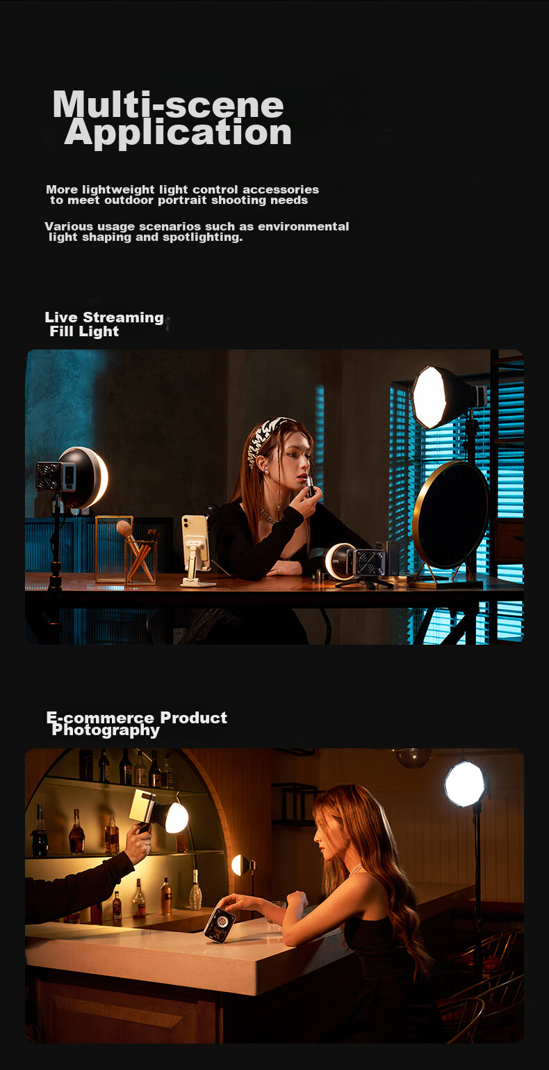 Zhiyun X60 Live Streaming Photography Light, 60W Professional Portable Fill Light, LED Phone And Camera Small Video Light, Indoor And Outdoor Shooting Constant Light, X60 Standard Configuratio 18