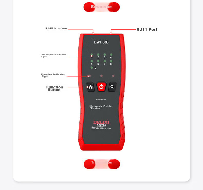 DELIXI ELECTRIC Multifunctional Cable Tester, Wire Tracker, Anti-Interference Telephone And Network Cable Tester, Home Use DWT 60B 17