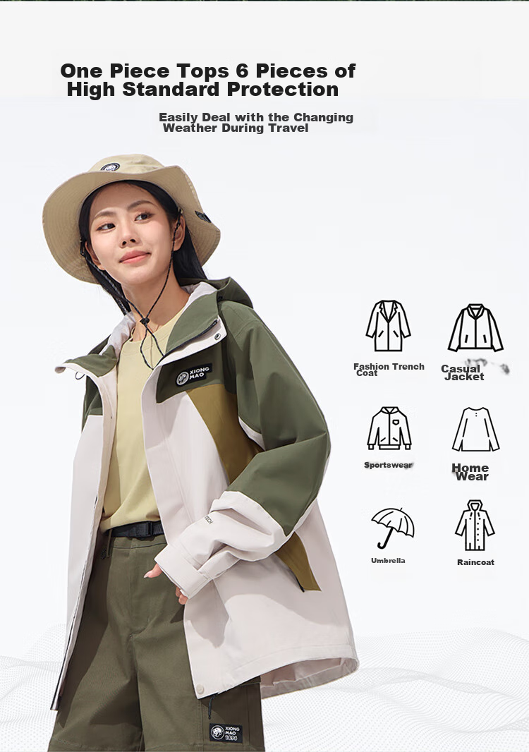 CAMEL Panda Windbreaker Jacket for Men And Women, Windproof And Waterproof Outdoor Coat A34BATLR018A Lotus Mist Pink L 8