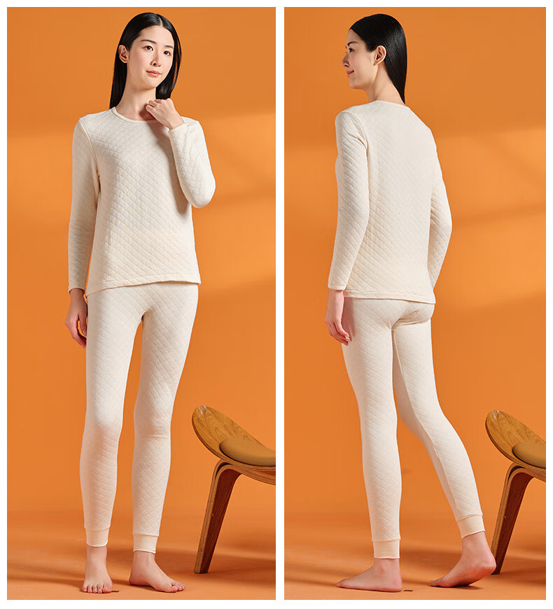 Yiershuang [Class A 3-Layer Thickened] Women's Thermal Underwear Set Antibacterial Youth 100% Cotton Autumn Top and Bottom 11