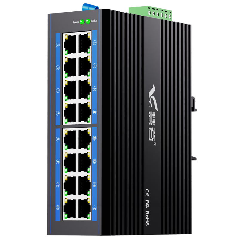 Huigu Gigabit 16-Port Industrial Ethernet Switch Industrial-Grade Network Splitter Hub DIN Rail HG800-GE3016