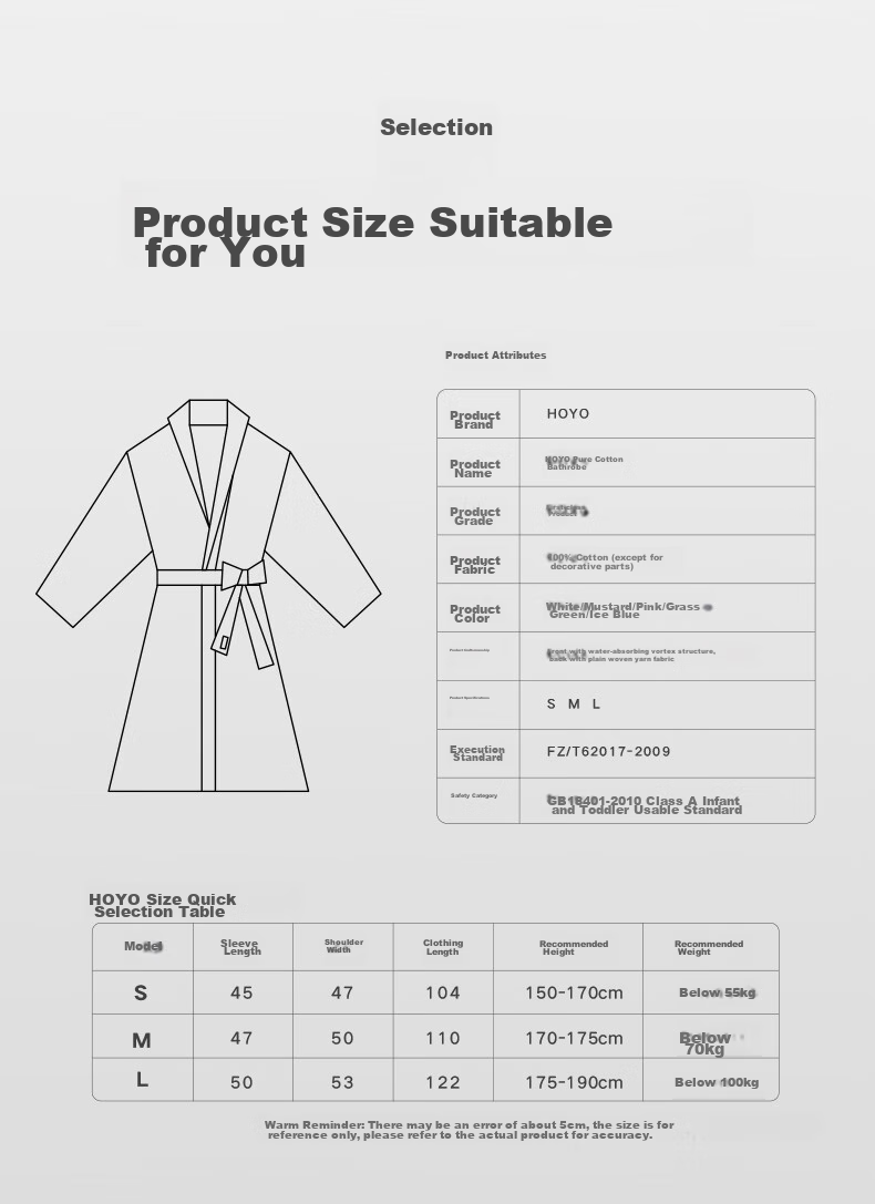 HOYO Japanese Andean Cotton Bathrobe, Class A High-End Home Bathrobe, Unisex Bathrobe Sleepwear, Breathable And Absorbent, Yingruo S Size 16