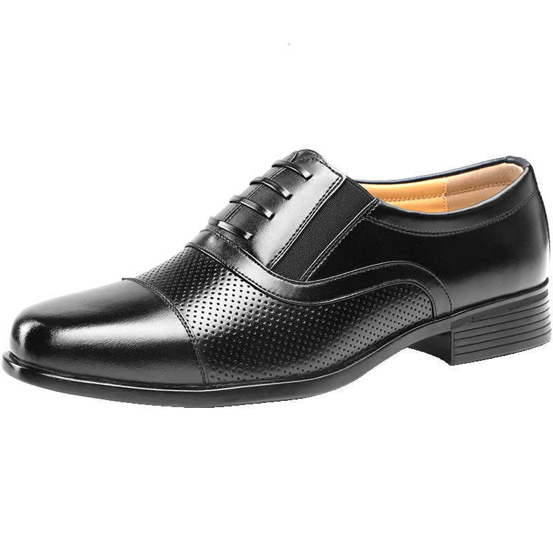 3515 Three-Prong Loafers, Comfortable And Breathable Men's Slip-On Business Formal Leather Shoes Derby Shoes, Black, Size 43