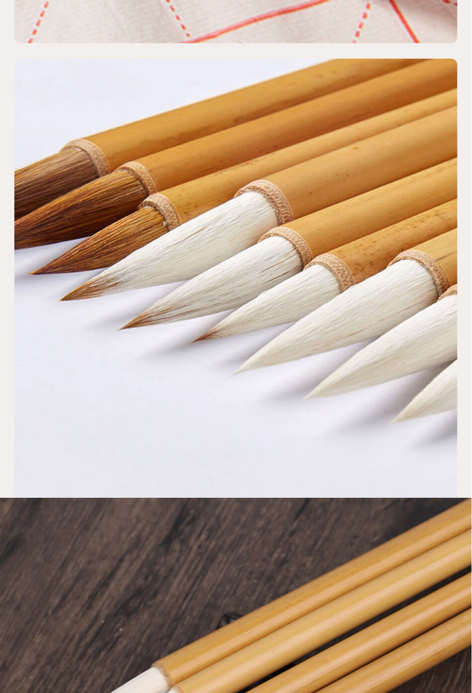 Luxueji 3-Piece Calligraphy Brush Set, Mixed Hair for Beginners, Four Treasures of The Study, Large And Small Regular Script, Clerical Script, Chinese Painting, for Elementary School Students, Children, Toddlers, Adults 5