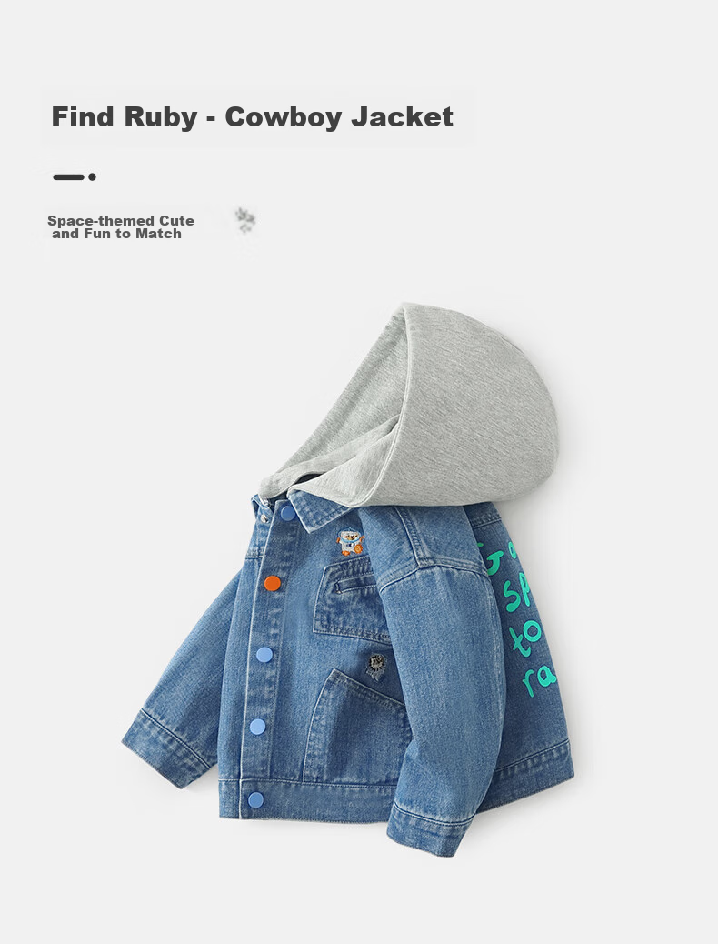 Ciciibear Boys' Denim Jacket, Baby Spring And Autumn Hooded Coat, Children's Autumn Clothing, Fall Season Wear 1