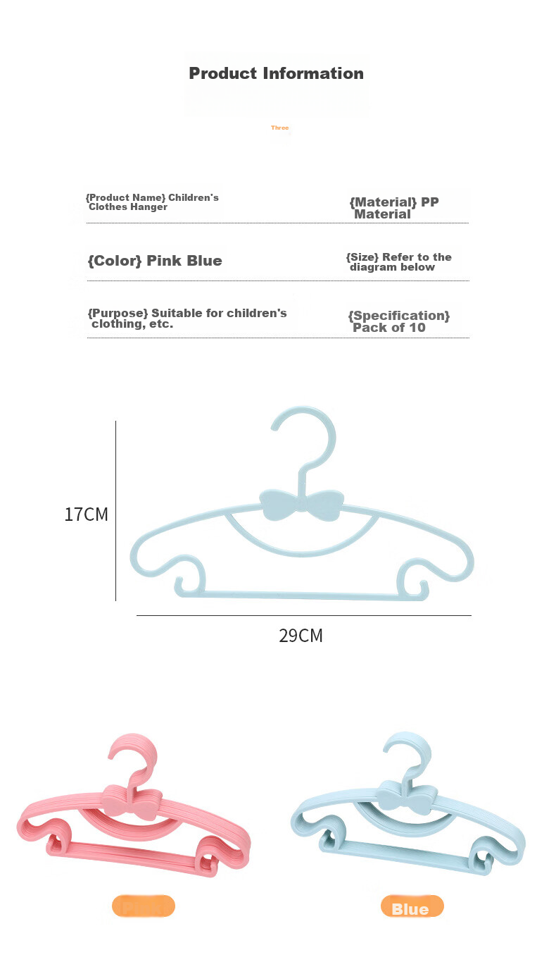 MENGTING Children's Hangers, Baby Clothes Hangers, PP Material, Seamless, Pack of 10 7