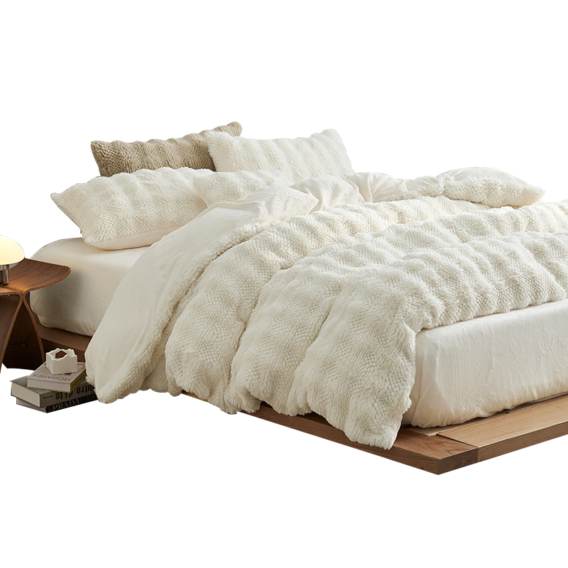 La Torretta High-Weight Milk Velvet Squirrel Fur Bedding Set, Winter Thickened Flannel Duvet Cover And Bed Sheet, Standard Size 1.8