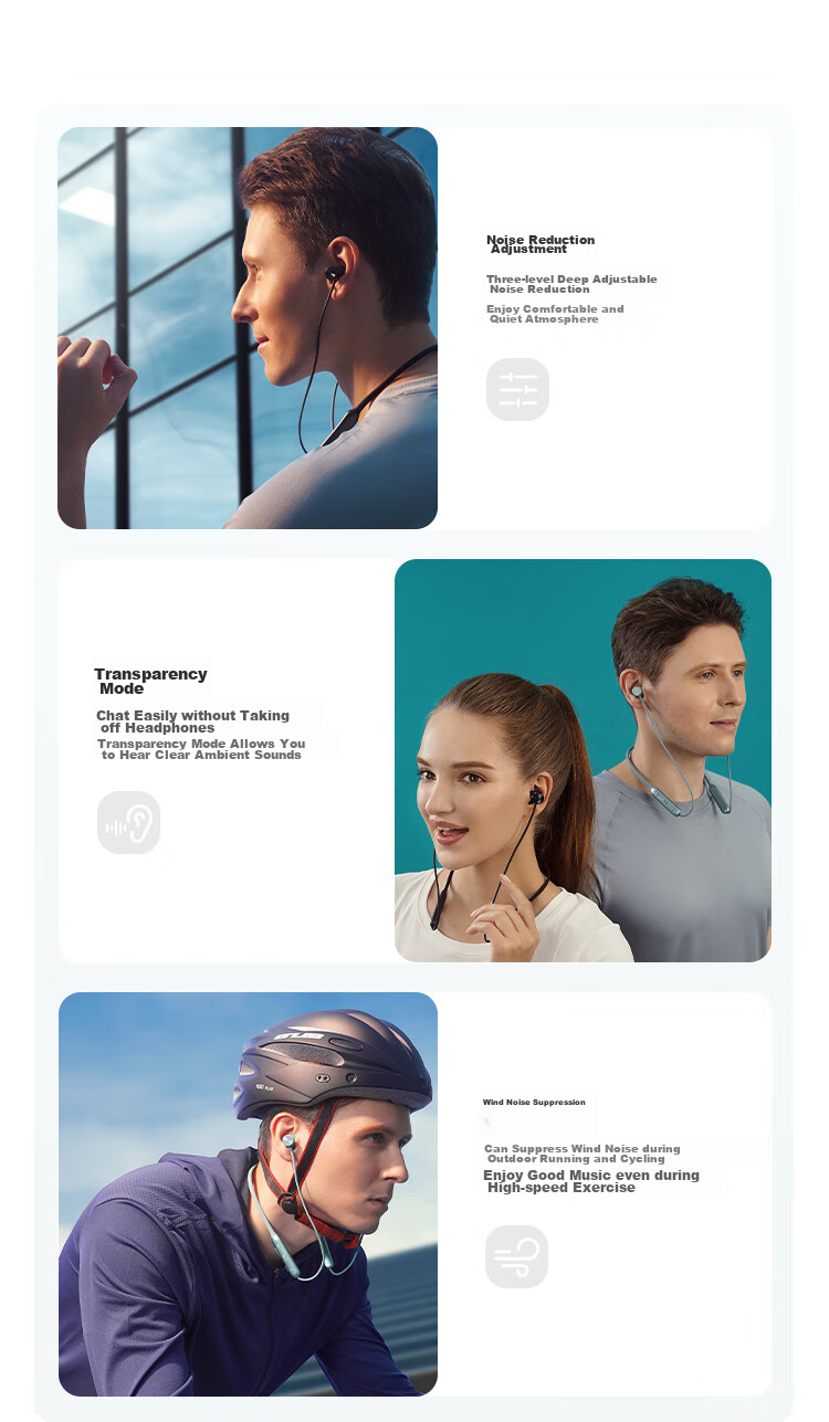HONOR LCHSE Running And Cycling Sports Bluetooth Headphones with Neckband, 42dB Deep Noise Reduction, Large Amplitude Pumping Unit, Blue-Green Color 3