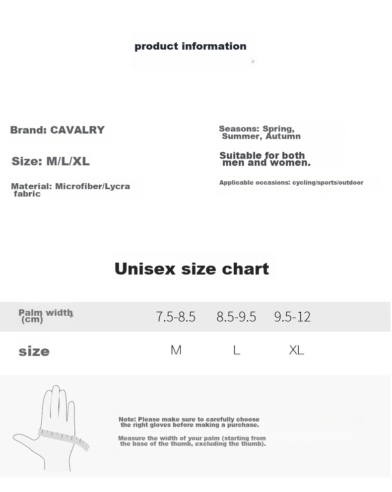 CAVALRY Bicycle Gloves, Half-Finger Mountain Bike Road Bike Shock-Absorbing Gloves, Men's And Women's Spring Summer Outdoor Sports Fitness Gloves, Cycling Equipment, Black L Size 11