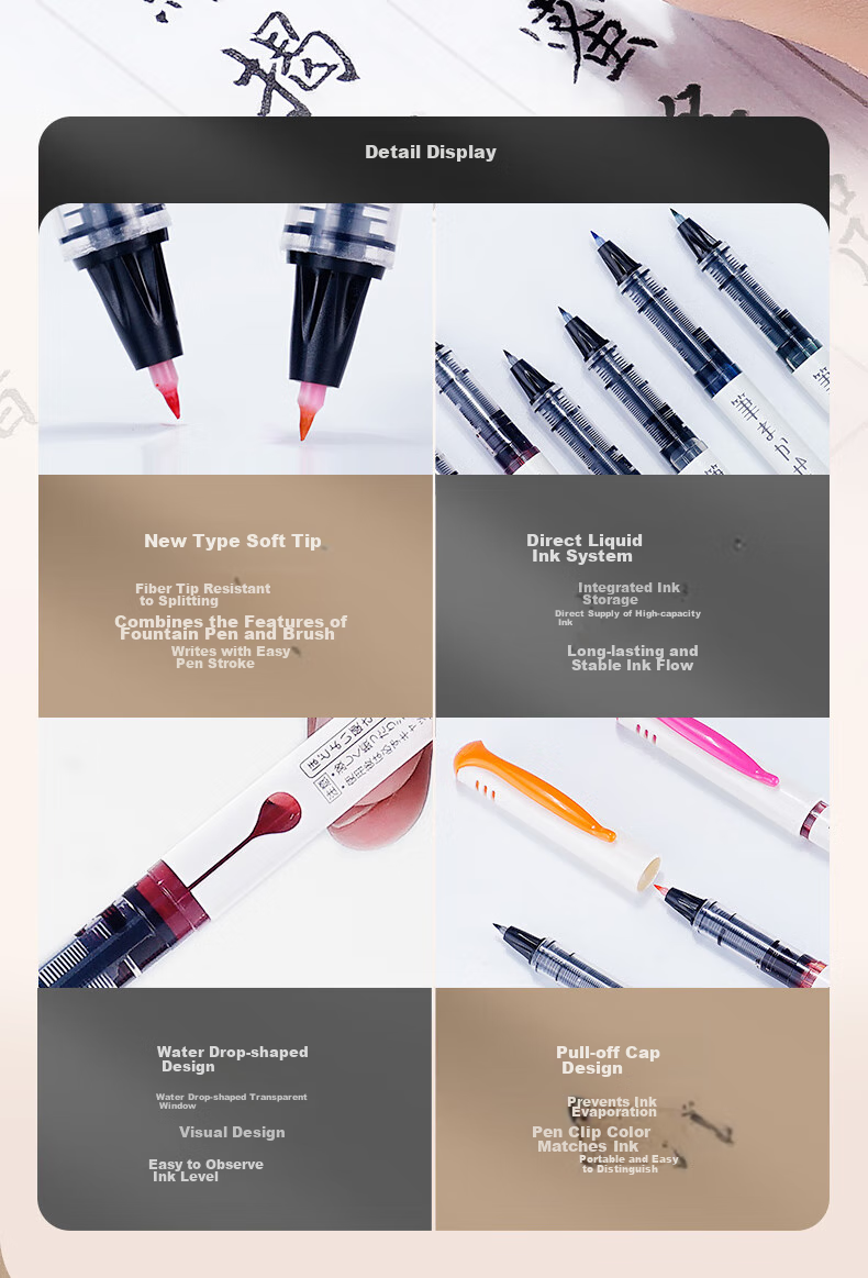 PILOT Colored Scientific Soft Brush Pen, Large Capacity Ink Fine Tip Handwritten Soft Brush Calligraphy Showy Water Pen SVFM-20EF EF Orange Tip 3