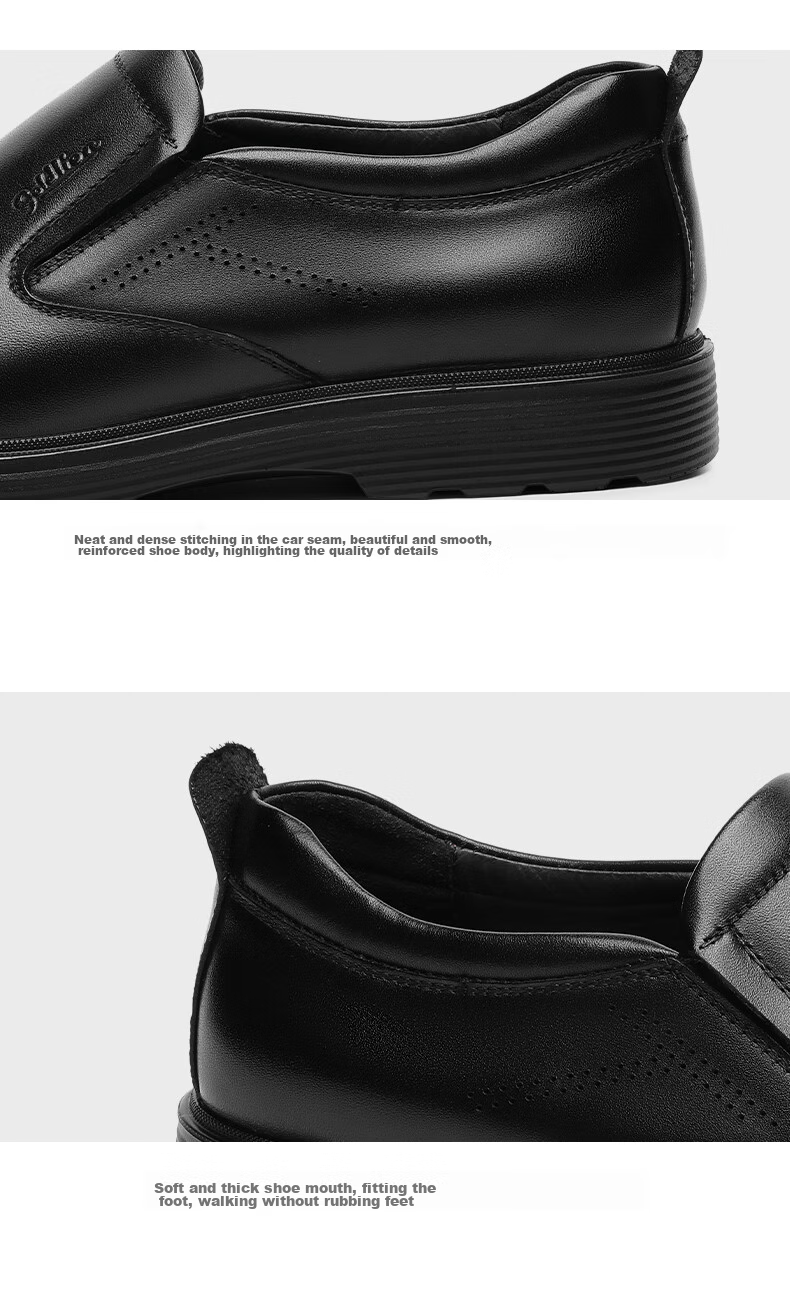 Goldlion Men's Formal Business Casual Shoes, Comfortable Lightweight Breathable Leather Shoes, 50383013301A-Black Size 43 17