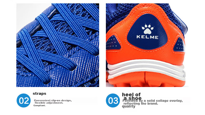 KELME Soccer Shoes with Velcro, Youth Slip-On Cleats, TF Breathable Student Football Boots, Fluorescent Orange, Size 38 16