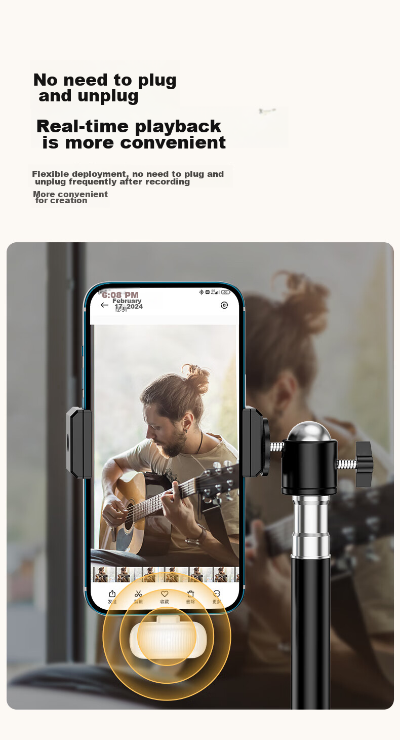 CRENOV [Immersive Audio Recording] Wireless Lavalier Microphone Audio Pickup for Live Streaming, Recording Equipment for Mobile Phones, Computers, Cameras, TikTok, Outdoor Short Videos, Professional Noise Reduction, Dual-Channel 15