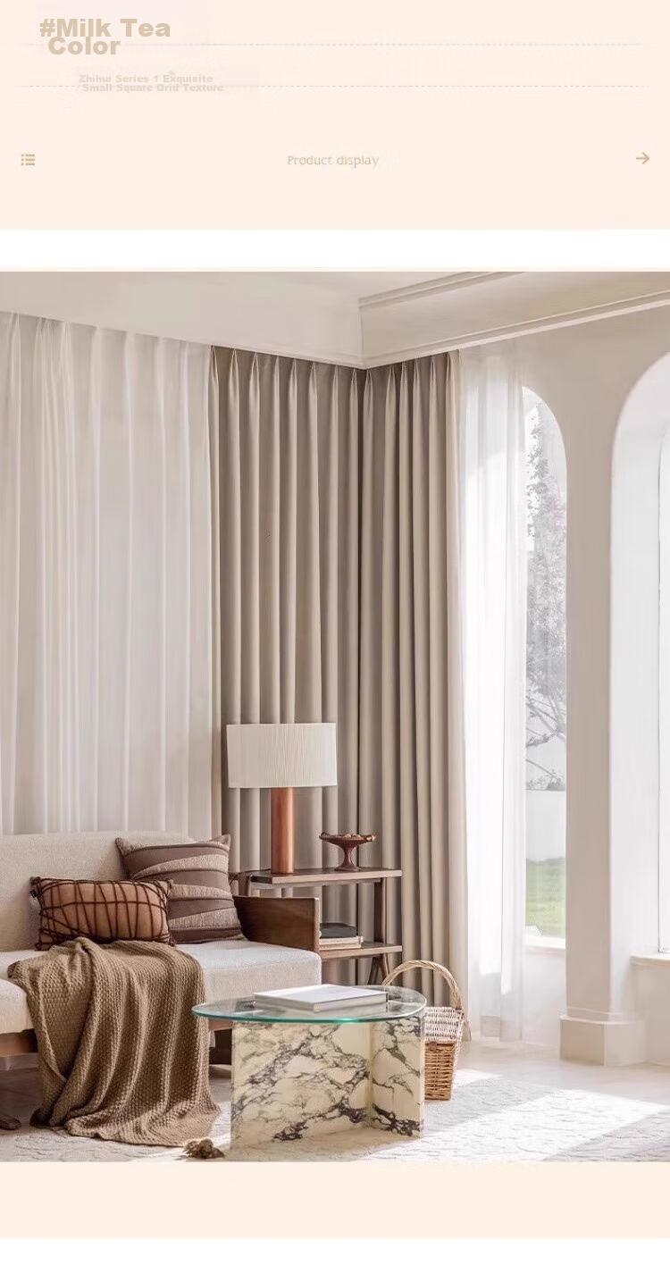 Ali Cotton Linen Cream-Colored Curtains, Japanese Style for Living Room And Bedroom, High Light-Blocking, Heat-Insulating, Sun-Protective, with Hooks, Width 2.0 Meters * Height 2.2 Meters 15