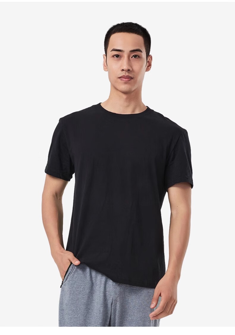 DECATHLON Men's Sports Pure Cotton T-Shirt, Solid Color Round Neck Short Sleeve Undershirt for Running And Fitness - 4639702 Gray 2XL 14