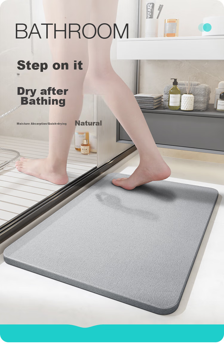 Dajiang Hard Diatomaceous Earth Bath Mat, Bathroom Entrance Absorbent Floor Mat, Toilet Foot Pad, Bathroom Mat, Non-Slip, 39x60cm 1