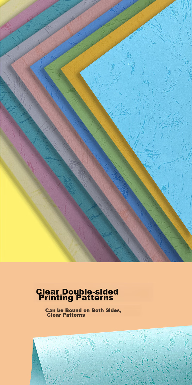 DOCON 180g A3++ Flat Leather Texture Paper, Sky Blue, 100 Sheets Cover Paper, for Glue Binding Machine And Stapler, Imitation Leather Texture Paper for Tender Documents, Cover Paper, Cloud Paper 9