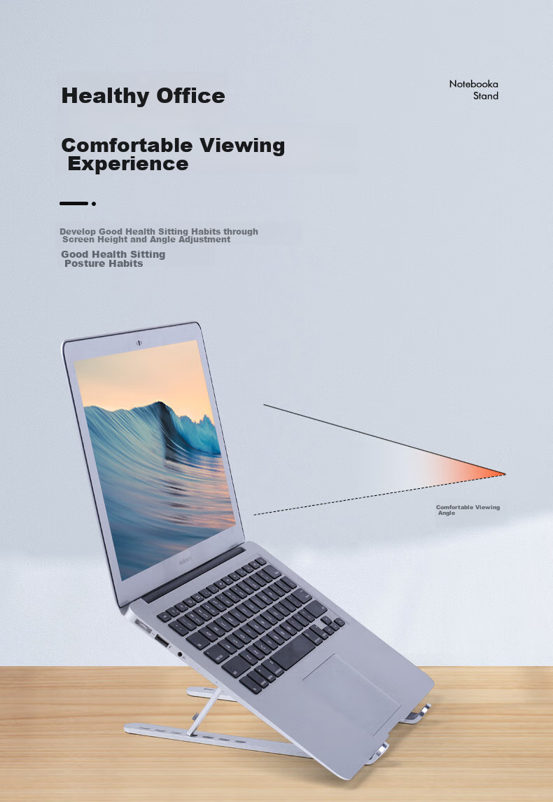 ECOLA Aluminum Alloy Folding Portable Notebook Stand BT21SV, Silver 6