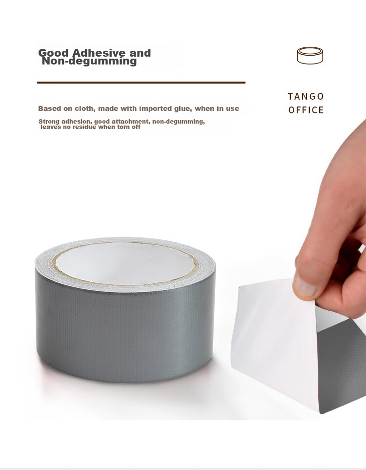 TANGO Office Strong Carpet Tape, Windproof, High-Adhesive, Wear-Resistant, Waterproof Tape, Can Be Hand-Pulled, Gray, 48mm*15y (13.7 Meters), 3 Rolls 7